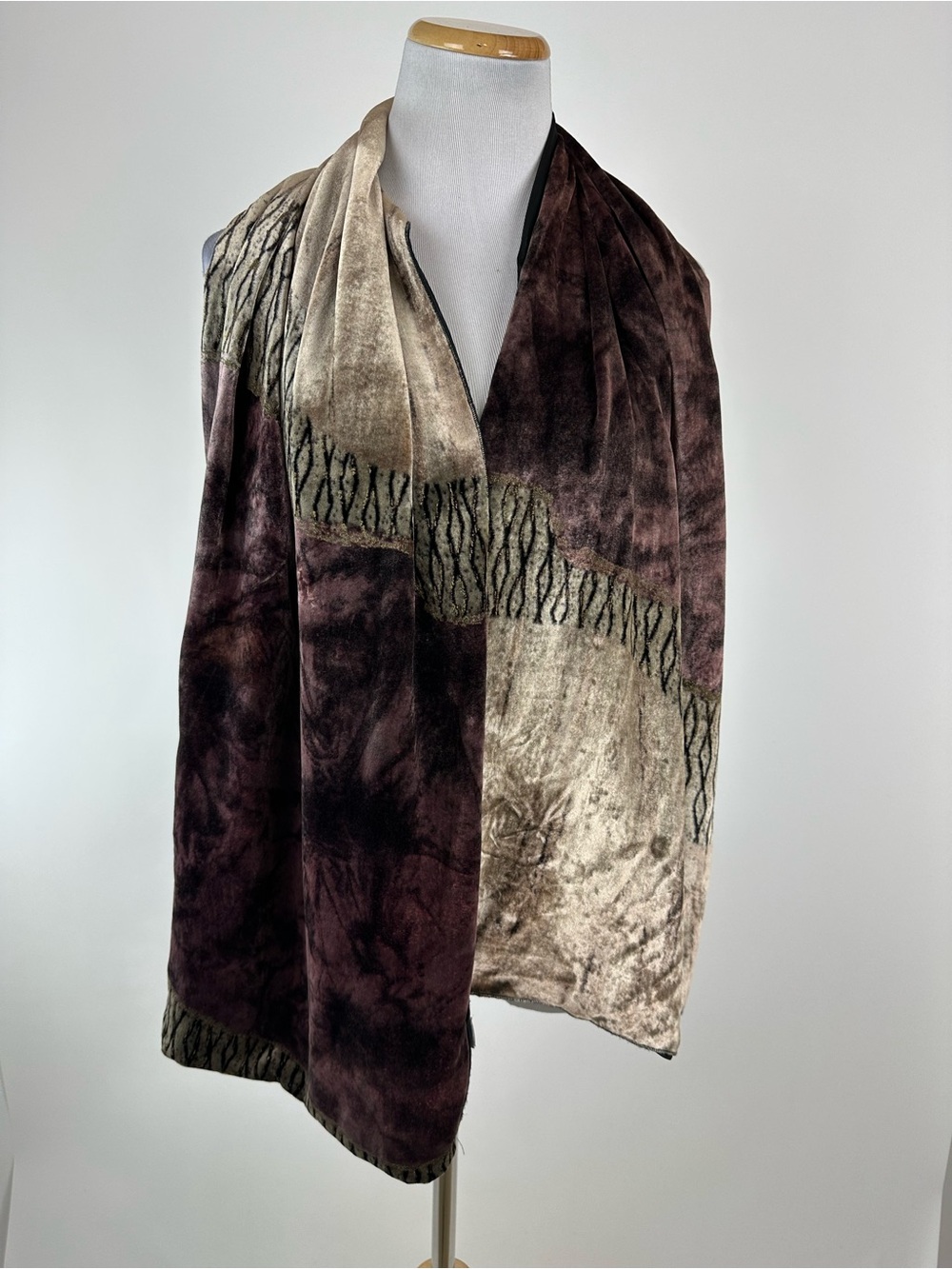 J. Jill Boho Velvet Wrap Scarf Accessory 16 x 60 Inches